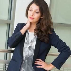 Banana Republic Purple and Black Tuxedo Blazer